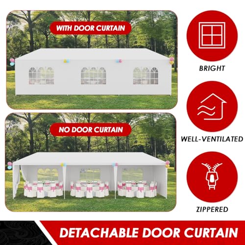 FDW Party Tent 10x30 Outdoor Gazebo Canopy with 8 Removable Sidewalls, Waterproof Wedding, Patio, – UV Protection for Events & Gatherings