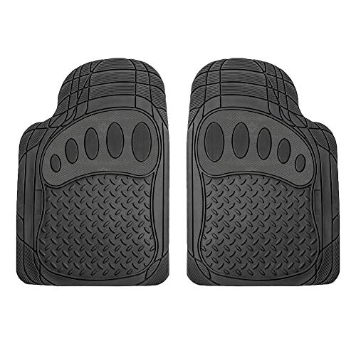 Fh Group Automotive Floor Mats Universal Fit Trimmable Climaproof For All Weather Heavy Duty Rubber Fits Most Cars, Suvs, And Trucks, With Footprint Design, Full Set Solid Black #TOP4