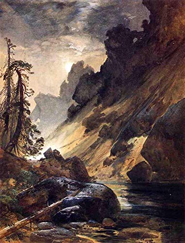 Peinture à l'huile Moonlight Devils Den Thomas Moran pour remplacer les impressions sans âme