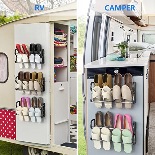 Deyilian Hanging Shoe Rack 3 Pack, Wall Mounted Shoe Rack With Sticky Hanging Mounts, Wall Shoes Holder Storage Organizer Shelf, Shoe Rack For Wall Camper And Rv Shoe Storage With Hooks No Drilling #TOP2
