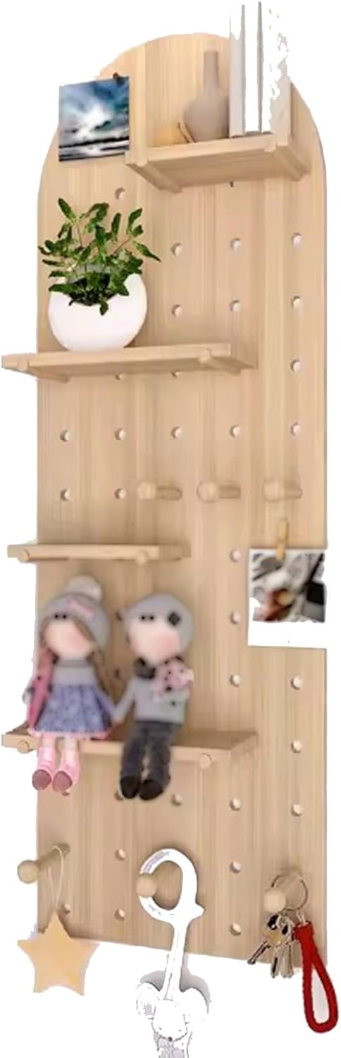 Wall Mounted Storage Pegboard,Pegboard Panels,Pegboard, Modular Grid Organizer Kit, Wall Mount DIY Pegboard, Living Room Ornaments Display Divider for Workbench Shop (Color : Natural, Size :