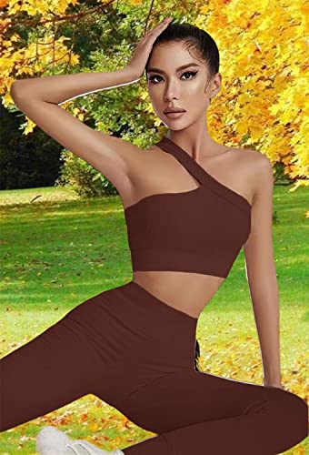 Workout Sets for Women 2 Piece Seamless Sexy One Shoulder Sport Bra High Waist Shorts GMY Yoga Two Piece Outfits4