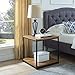 Caffoz Tall Side End Table Furniture Designs |Brooklyn Series | Night Stand | Coffee Table |Storage Shelf | Sturdy | Easy Assembly | Brown Oak Wood Look Accent Furniture with Metal Frame