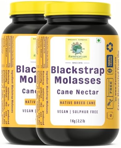 iFarmerscart Organic Sugarcane Blackstrap Molasses - 2 Kg Glass Bottle | Cane Nectar Syrup From The Fertile Banks Of River Kaveri | Natural Sweetener | Preservative & Thickeners Free (2 Kg)