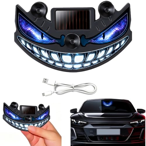 ソーラーデビルアイズ ソーラー＆USB電源 LEDカーウィンドウライト 吸盤付き 穴あけ不要 ワイヤレス ブルー [並行輸入品]