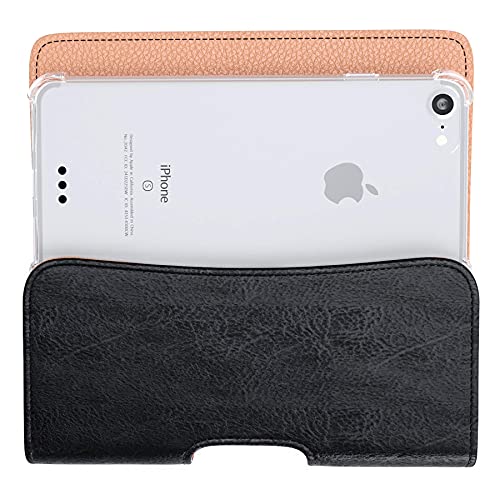 Pitau Holster For Iphone 14, 14 Pro, 13, 13 Pro, 12, 12 Pro, Xs, X, 11, Xr Cell Phone Belt Holder Case With Belt Clip Pouch Holder Cover Id Card Slot Holder (Fits Iphone With Case On) Medium Black #TOP2