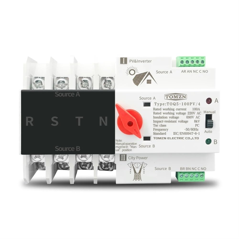 Interruttore Magnetotermico 2p 3p 4p. Guida DIN. ATS. for PV. E inverter Dual Power Automatic Transfer Selector Switch Inininterrottui 6 3a 100A 125a(4,63A)