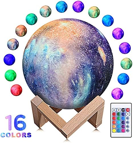 Night Light for Kids Moon Lamp 16 Colors LED 15cm 3D Print Star Moon Light with Stand, Touch & Remote Control & USB Rechargeable Baby Light Perfect Birthday Lover Friends (Star Moon Lamp) 2