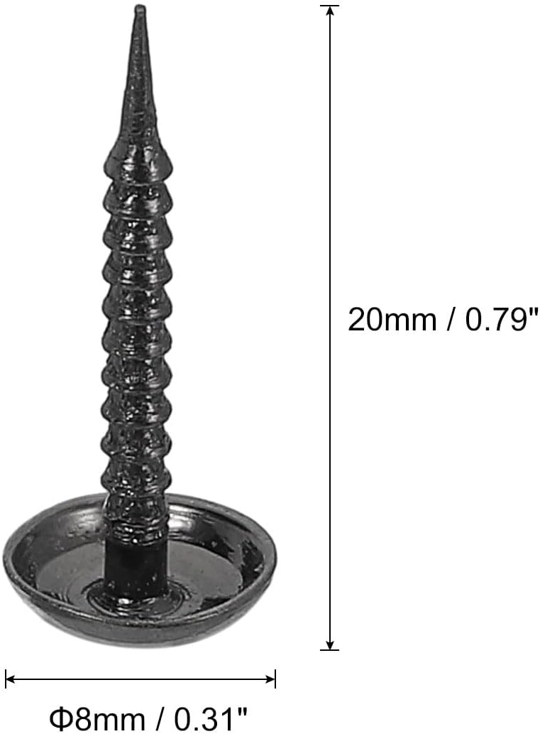 50Pcs Upholstery Nails, 8x20mm Upholstery Tacks Furniture Tacks Round Head Decorative Tacks for Sofas Beds DIY Project, Black