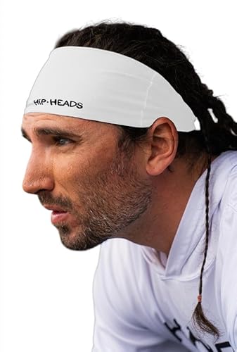 White Headband Hip Heads Moisture-Wicking Head Band for Athletes | Running & Gym Workouts | Sweatbands for Men & Women | Sweat-Wicking | Stretch-Fit & Durable | One Size Fits All