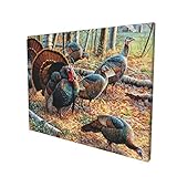 Thanksgiving Turkey Wall Decor Hunting Pumpkin Yellow Red Fall Leaves Framed Canvas Prints Artwork...