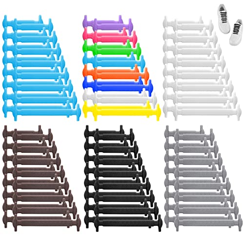 GZcaiyun 96 cordones de silicona, cordones elásticos, sin atar, cordones de silicona para niños y adultos, 8 tamaños, colores mixtos