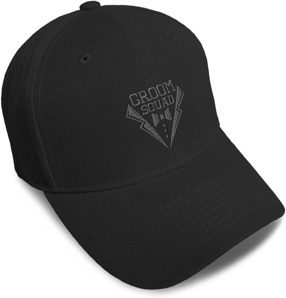 Custom Baseball Cap Groom Squad Gray Embroidery Acrylic Dad Hats for Men & Women