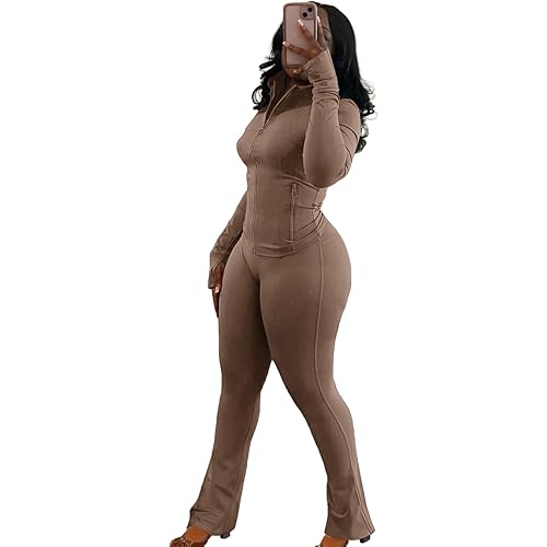 acelyn Womens 2 Piece Outfits Tracksuit Set Long Sleeve Zip Up Crop Jacket Leggings Pants Workout Sets with Pockets