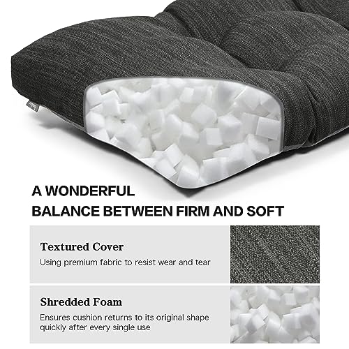 baibu 36 Inch Classic Solid Color Bench Cushion with Ties, Super Soft Indoor Outdoor Rectangle Bench Seat Cushion Standard Size Foam Pad with Non-Slip Bottom - One Pad Only (Black, 36x15x3in)