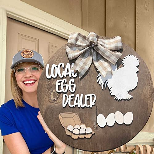 Welcome Farmhouse Chickens Door Wreath Sign Rustic Wooden Front Door Hanger Sign Chickens And Eggs Home Restaurant Cafe Outdoor Indoor Decoration Gift Ideas #TOP3