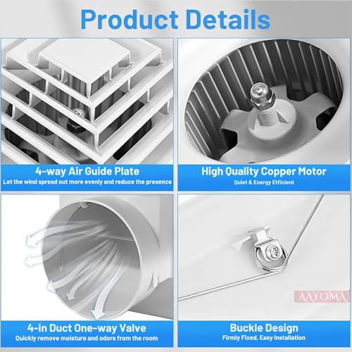 Image of Ceiling Mounted Fan (Size-10 Inch) | Ceiling Exhaust Fan | ISO, CE, RoHS Certified | Fresh Air Ventilation System for Bathroom Kitchen Office | High Speed Silent Exhaust | Pack of 2