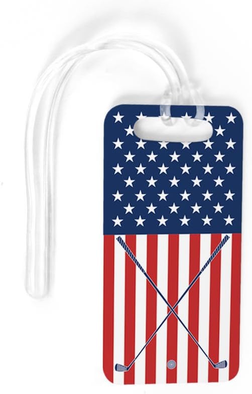 ChalkTalkSPORTS Golf Luggage & Bag Tag | USA Golfer | Custom Info on Back | Large