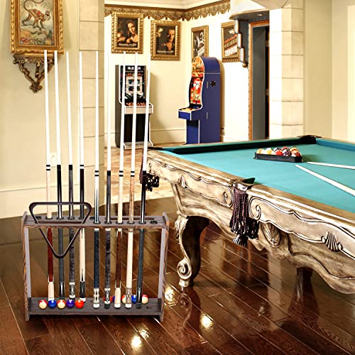 foriy 12 Pool Cue Rack Holder, Wood Pool Cue Storage Ball Rack Organizer Floor Free Standing Billiard Stick Holder Rack for Balls Table Accessories Game Billiard Room Club,Cue Rack Only by foriy - Image 3