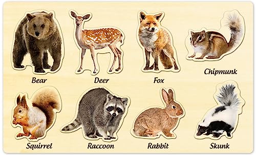 Wooden Jigsaw Puzzles for Toddlers by MoinKidz, Woodland Animals Montessori