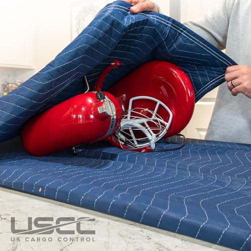 Image of US Cargo Control Moving Blankets 72 inchx80 inch, MBSAVER43 Econo Saver, (43 lb /doz weight), Professional Quilted Furniture Moving Pads for Packing, Shipping or Cargo Blanket, Blue, 2-Pack