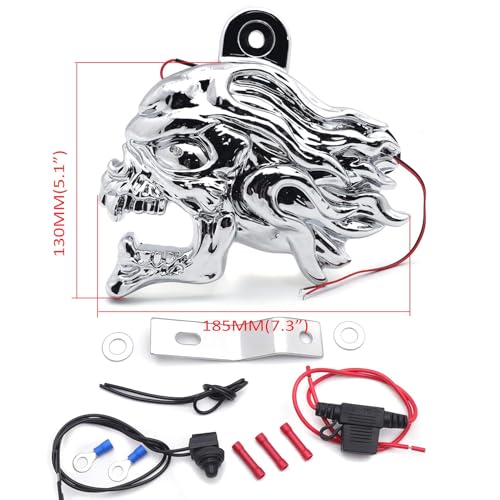 HTTMT MT246-009-A-CD Chrome Ghost Head Wind head horn cover Compatible with 1992 and up Harley-Davidson with side mount Inchescowbell Inches and all V-rod's with LED light - Thumbnail 3