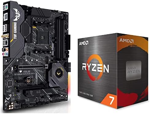 Micro Center AMD Ryzen 7 5800X 8-Core 16-Thread AM4 Unlocked Desktop Processor with ASUS TUF Gaming X570-PLUS (WI-FI) PCIe 4.0 Dual M.2 USB 3.2 Gen 2 ATX Gaming Motherboard Bundle