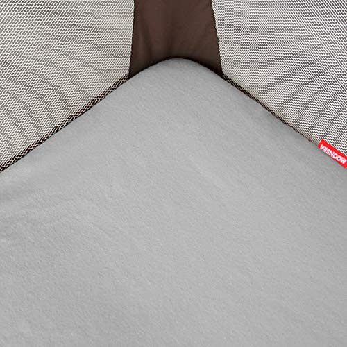 Image of Pack and Play Sheets 2 Pack, 100% Cotton Flannel, Fitted Portable Mini Crib Sheet for Girls Boys, Ultra Soft Breathable Convertible Playard Mattress Cover Warm, Grey&Pink