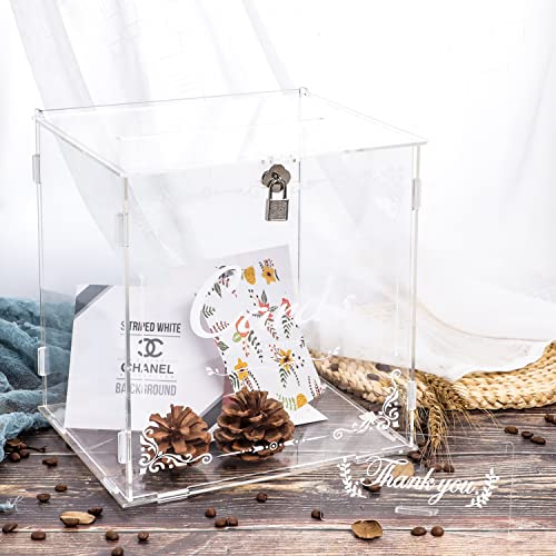 Artmag Clear Wedding Card Box with Sign, Large Acrylic Card Box with Lock for Wedding Reception