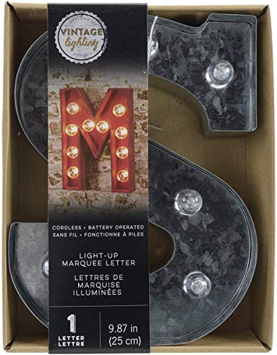 Darice 5915-719 Silver Metal Marquee Letter – S-9.87” Tall, Galvanized Finish
