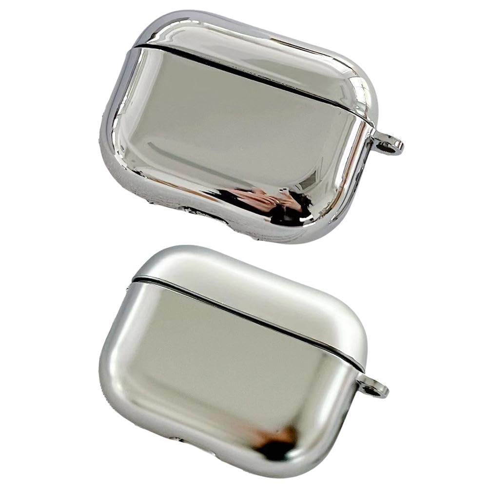Amazon.co.jp: For Airpods 4ケース メッキ仕上げ シルバー TPU素材