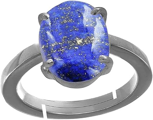 JAGDAMBA GEMS 15.46 Carat Lajward Lazward Stone Original Natural Lapis Lazuli Lajwart Lazwart Gemstone Panch Dhatu Silver ...