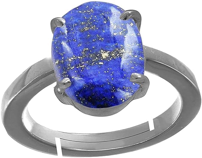Rajward Razword, pietra indiana da 16,48 carati, lapislazzuli naturale originale, pietra preziosa Rajwart Razwort, anello regolabile rivestito in argento, con certificato di laboratorio, 33651,