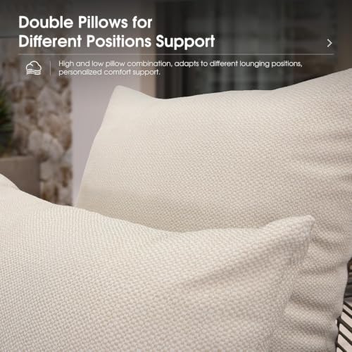 Image of PURPLE LEAF Pool Lounge Chair Dual Pillows and Thick Cushion Aluminum Teak