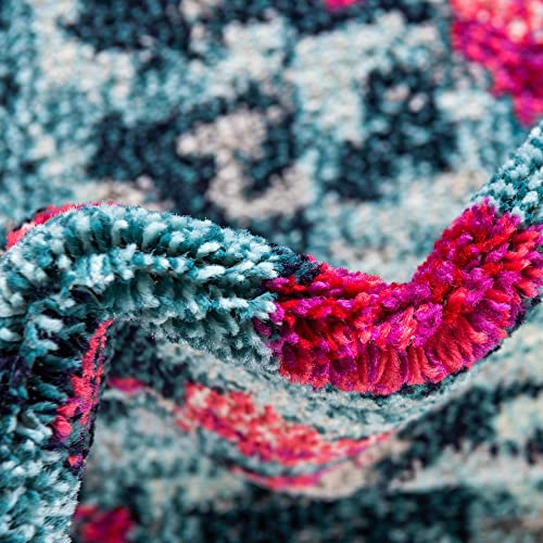 Unique Loom Jardin Collection Colorful, Vibrant, Abstract, Modern Area Rug, 4 X 6 Ft, Blue/Pink #TOP6