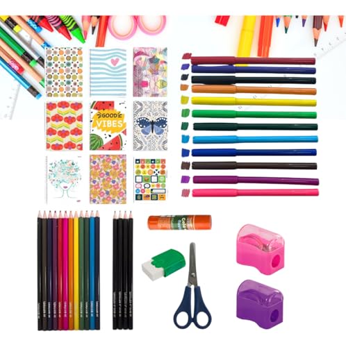 kit Material escolar volta as aula Ensino medio fundamental- Feminino/masculino/ 40 unidaddes (capa sortido, feminino)