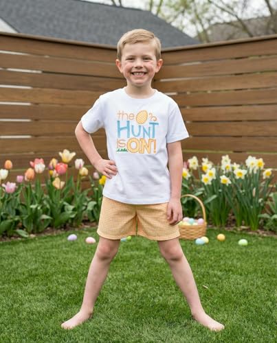 Image of Unique Baby Boys 2pc Shorts Set Outfit Short Sleeve Shirt with Embroidery Design and Shorts