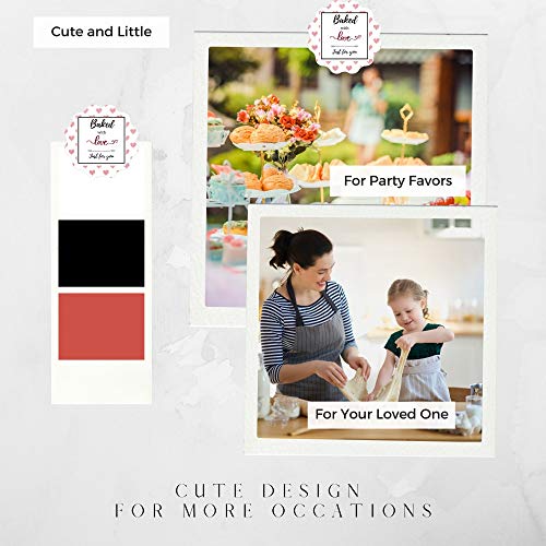 Mobiusea Creation Baked With Love Stickers Roll | Scalloped Cut | Waterproof | 1.5 Inch | 500 Labels For Cookie Cupcake Stickers Homemade Bakery Bread Bags Labels Baked Goods Packaging #TOP5