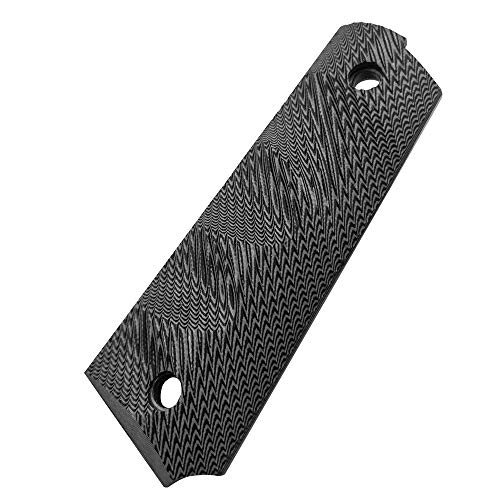 Cool Hand 1911 G10 Grips, For Full Size Government Commander, Gun Screws Included, Standard Cut, For Left And Right Handed, Finger Grooves, Ambi Safety Cut, Gun Metal #TOP4