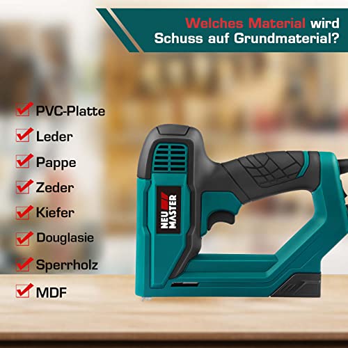 NEU MASTER Elektrotacker, Nagelpistole NTC0060 Elektrische Brad Nailer/Tacker für DIY-Projekte in den Bereichen Polsterung, Zimmerei und Holzbearbeitung, einschließlich 400 Klammern und 200 Nägel