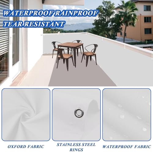 Brise-vue rectangulaire pour balcon blanc imperméable protection UV - 5