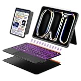 iPad Pro 13 inch Case with Keyboard (M5 2025, M4 2024), Flex Magnetic Detachable Backlit Keyboard Case, Larger Multi-Trackpad, Landscape/Portrait, 160° Adjustable Stand, Slim Protective Case (Black)