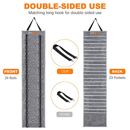 HTVRONT Vinyl Roll Holder With 24 Compartments, Organizer Rack Wall Mount/Hanging Over The Door, Craft Vinyl Storage Idea, Gift Wrap Organizer (Grey) - Image 3