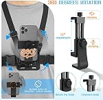 Mobile Phone Chest Strap Mount GoPro Chest Harness Holder for VLOG/POV, with iPhone 13 12 11 Pro Max Plus,Samsung,GoPro Hero 9, 8, 7, 6, 5,OSMO Action, AKASO,Action Camera and Cell Phones (4 to 7in)
