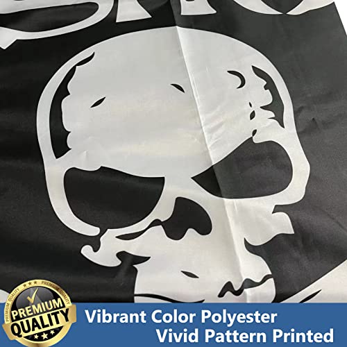 No Shoes Nation Flags 3X5 Outdoor Double Sided- Jolly Roger No Shoes Pirate Black Flag Banner With Skull Crossbones 3 Ply Heavy Duty For Outside Boat Outdoor #TOP2