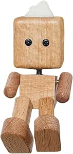 Wackelnder Holzmann – Lustige Auto-Deko Mit 12 Magnetischen Gesichtern, 8 Cm, Beige