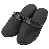 [アッドルージュ] スリッパ 4.5cm ヒール ブラック【y61935】 フリル