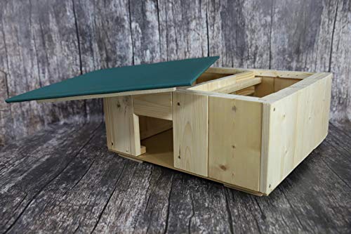 MODO24 Igelhotel Igelhaus Igelhütte Winterfest mit Boden und Labyrinth Eingang 47,5x43,5x21,5 cm GROß, abnehmbares Dach… – Bild 5