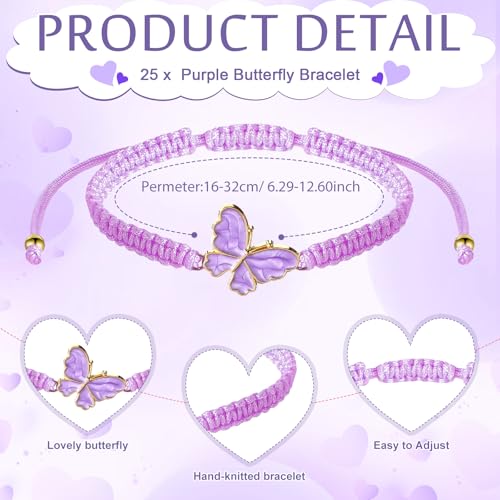 Image of Wenqik 25 Sets Quinceanera Party Favors for Guests Sweet 15th Butterfly Adjustable Bracelets with Thank You Cards Organza Bag 15 Years Birthday Religious Gifts for Guests Party Favor