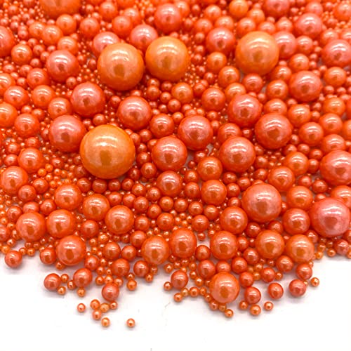 Weraru Edible Orange Pearl Sugar Sprinkles Candy Mixing Size Baking Edible Cake Decorations Cupcake Toppers Cookie Decorating Celebrations Wedding Shower Party Chirstmas Supplies 130g/ 4.58oz - Thumbnail 5